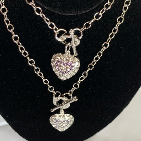Silver Heart Necklace and Bracelet Set - Picture 7 of 11